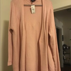 Lane Bryant ribbed knit long cardigan light mauve